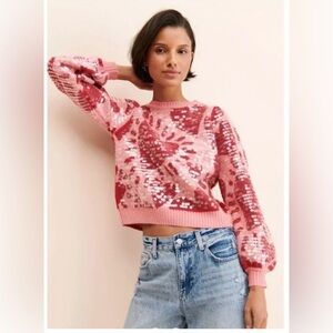 FARM Rio Pink and Red Sequin Sweater